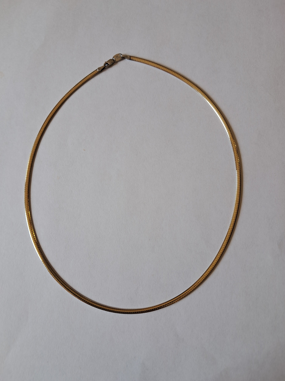 10K Gold & Sterling Silver Reversible Omega Chain Necklace 17-18" 925 1/15 - Picture 5 of 12